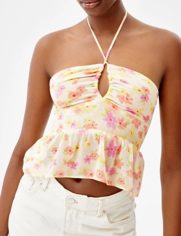 Top Bershka, floral, XS