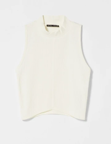 Top Bershka, alb, S Alb