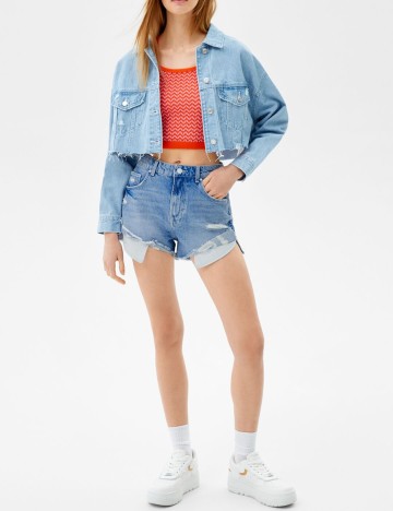 Pantaloni scurti Bershka, albastru, 38