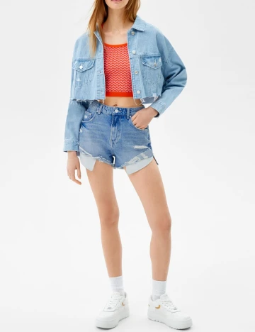 Pantaloni scurti Bershka, albastru, 38