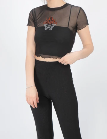 Top Bershka, negru, S