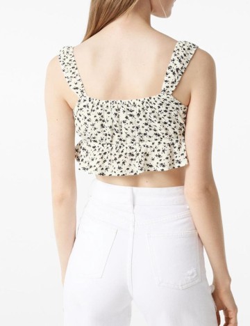Top Bershka, alb/negru, L