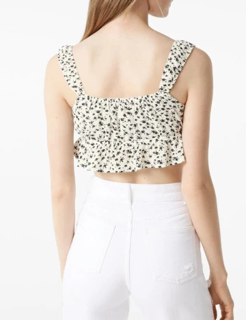 Top Bershka, alb/negru, L