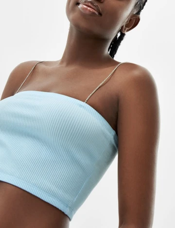 Top Bershka, albastru, M