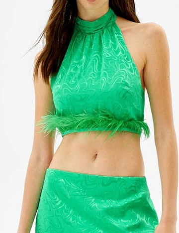Top Bershka, verde, XL Verde