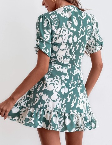 Rochie Scurta SHEIN, alb/verde, XS