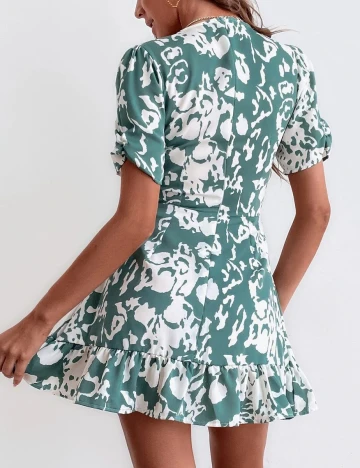 Rochie Scurta SHEIN, alb/verde, XS Verde