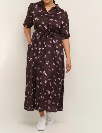 Rochie lunga Kaffe Curve, maro, 54