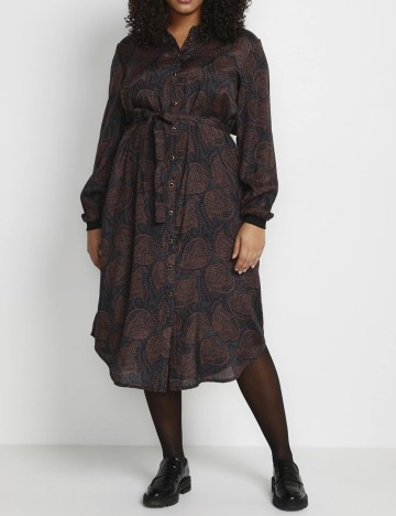 Rochie medie Kaffe Curve, negru/maro, 46