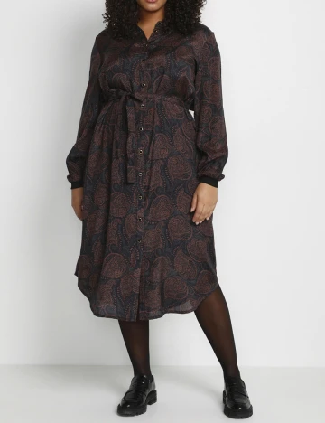 Rochie medie Kaffe Curve, negru/maro, 46