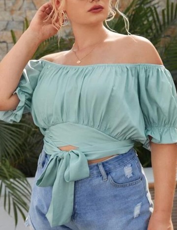 
						Top SHEIN CURVE, verde, 1 XL