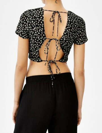 Top Bershka, negru, S
