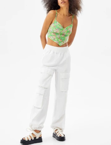 Top Bershka, verde, XS