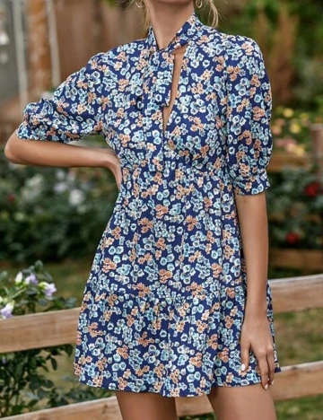 Rochie scurta SHEIN, albastru, S Albastru