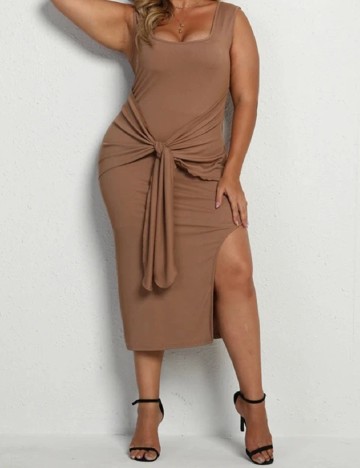 
						Rochie medie SHEIN CURVE, maro deschis, 3XL