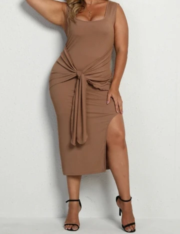Rochie medie SHEIN CURVE, maro deschis, 3XL