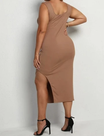 Rochie medie SHEIN CURVE, maro deschis, 3XL