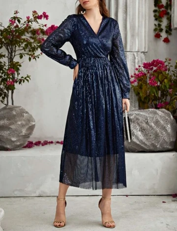 Rochie Lunga SHEIN, albastru, L
