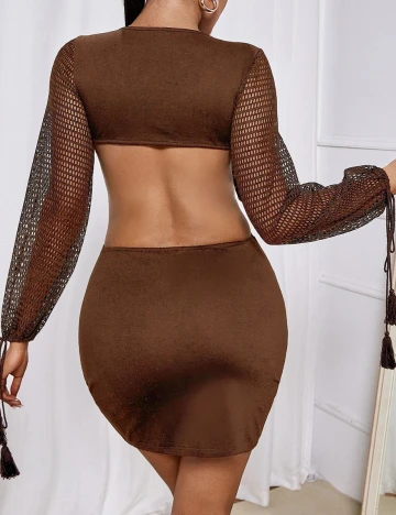 Rochie scurta SHEIN, maro, L