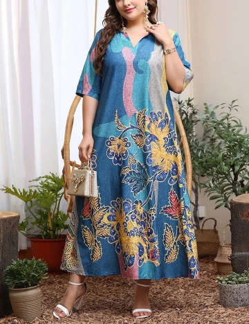 Rochie Lunga SHEIN CURVE, albastru, 2XL