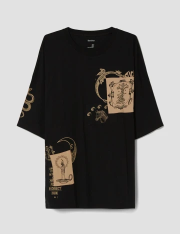 Tricou Bershka, negru, S Negru