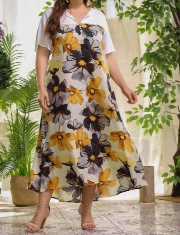 Rochie lunga SHEIN CURVE, floral, 0 XL