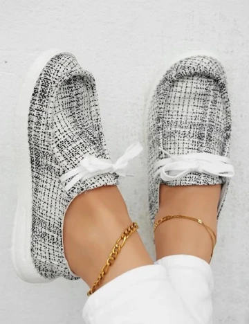 Mocasini SHEIN, alb-negru, 37