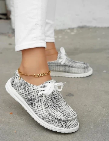 Mocasini SHEIN, alb-negru, 37
