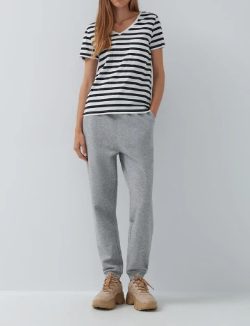 Tricou House Brand, alb/negru, S