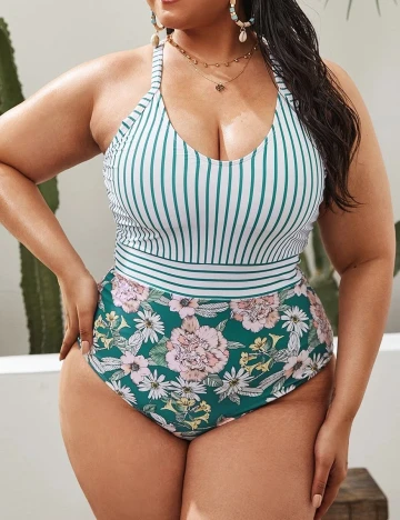 Costum de baie SHEIN CURVE, floral, 4XL