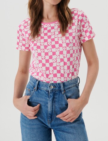 Tricou Sinsay, roz/alb, XXL