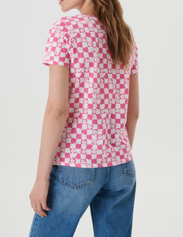 Tricou Sinsay, roz/alb, XXL