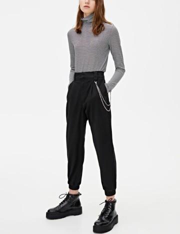 Pantaloni Pull&Bear, negru, L