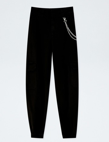 Pantaloni Pull&Bear, negru, L
