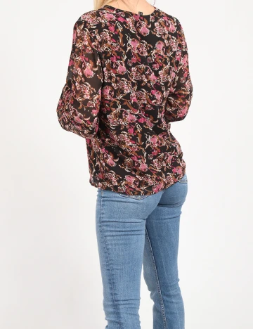 Camasa Vero Moda, negru floral, XS