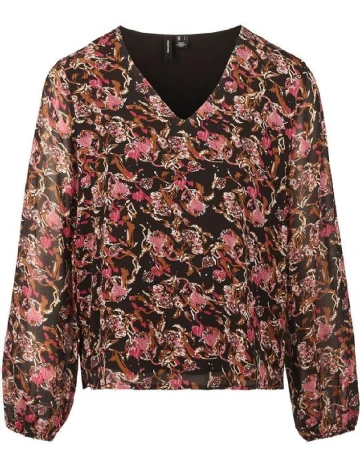 Camasa Vero Moda, negru floral, XS