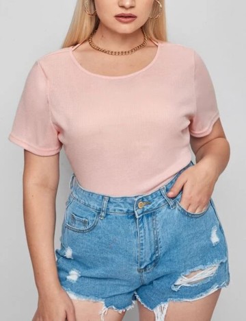 Tricou SHEIN CURVE, roz, 4XL