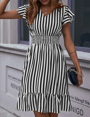 Rochie scurta SHEIN, alb-negru, S