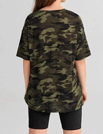 Tricou Shein Kids, army, 12-13 ANI Verde