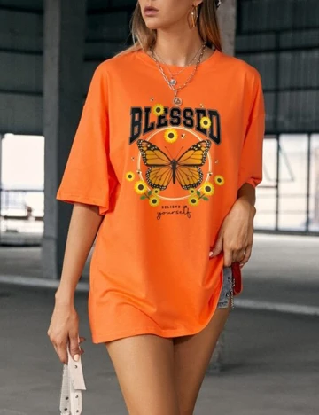 Tricou SHEIN, portocaliu, S