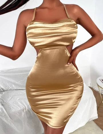 Rochie scurta SHEIN, maro deschis, S