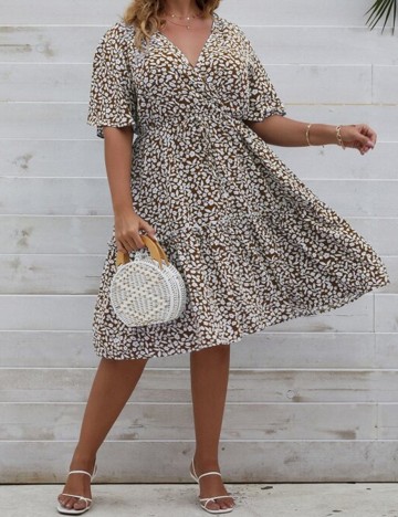 Rochie medie SHEIN CURVE, maro, 0 XL