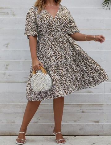 Rochie medie SHEIN CURVE, maro, 0 XL