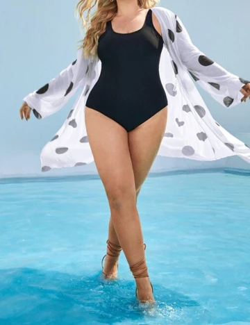 Costum de baie SHEIN CURVE, alb-negru, 0 XL