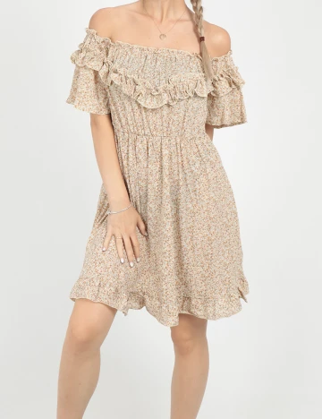 Rochie scurta SHEIN, bej, M