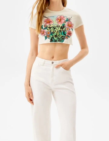 Top Bershka, alb, M