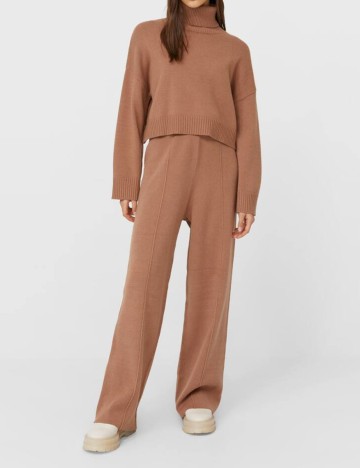 Pantaloni Stradivarius, maro, S