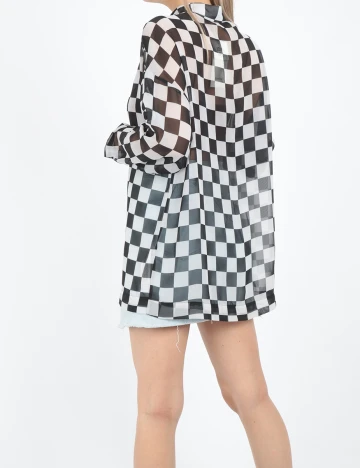 Camasa Bershka, alb/negru, S