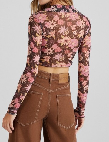 Top Bershka, floral, XS