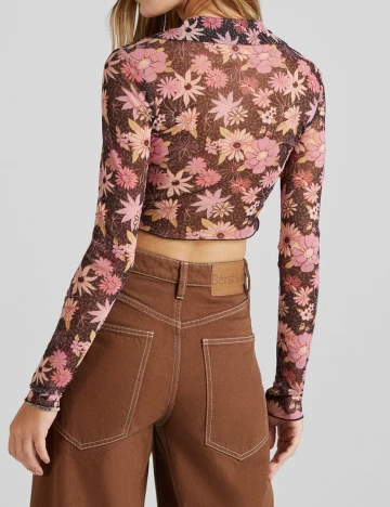 Top Bershka, floral, XS